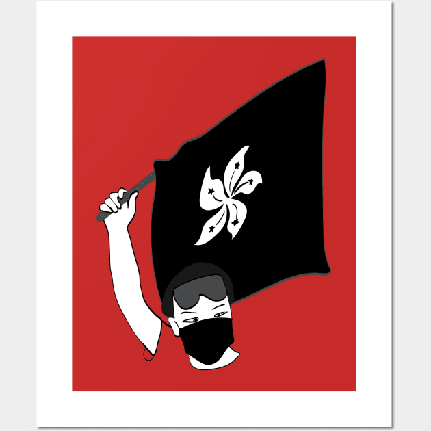 Hong Kong Protests, Stop Killing us, the protester raises the flag Wall Art by YourGoods